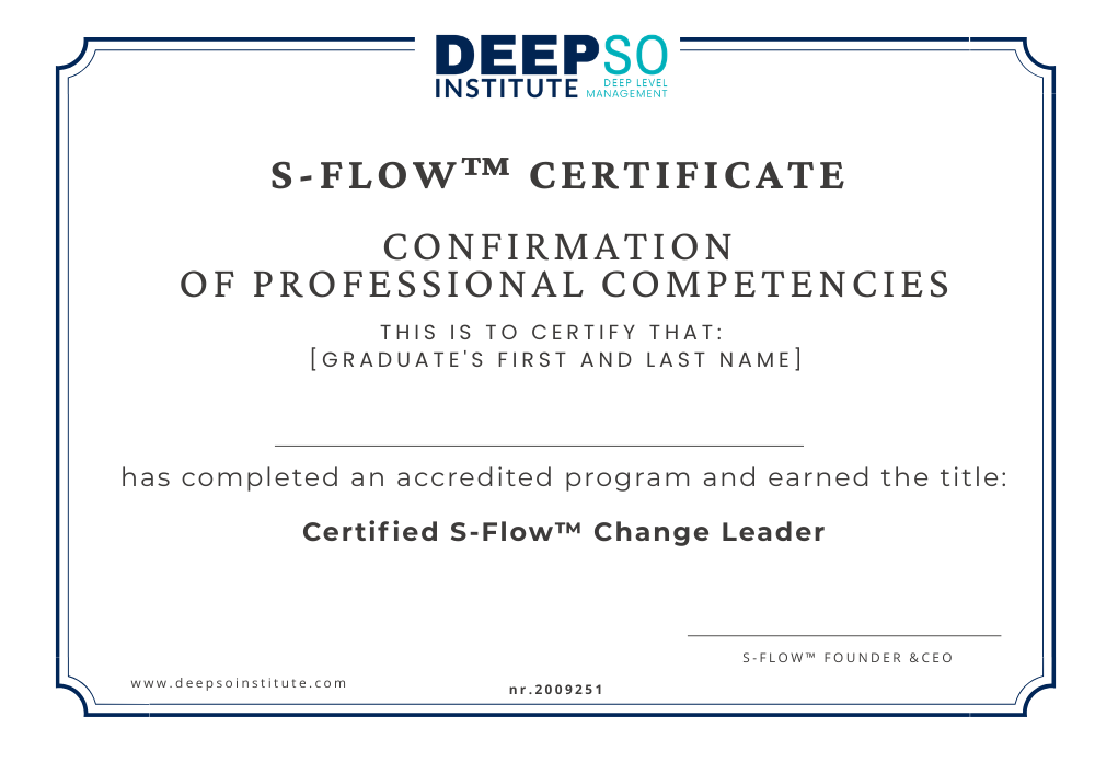 S-Flow Deepso Institute - Change Leader Certificate